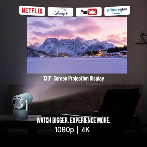 Image of Karaoke Projector | Mini Portable Projector with Built-in Karaoke | 4K Supported, Native 1080P | Dual-Band WiFi 2.4G / 5G | Bluetooth 5.0 | HlFi Sound Quality| 180 Rotatable Design
