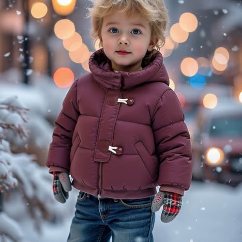 Cotton Coat for Boys Girls Adjustable Hem Hooded Quilted Jacket Casual Soft Comfortable Cute Outerwear with Pockets3