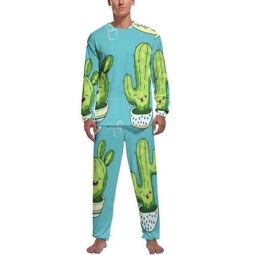 Vêtement de nuit homme ensemble pyjama manche longue pantalon vert