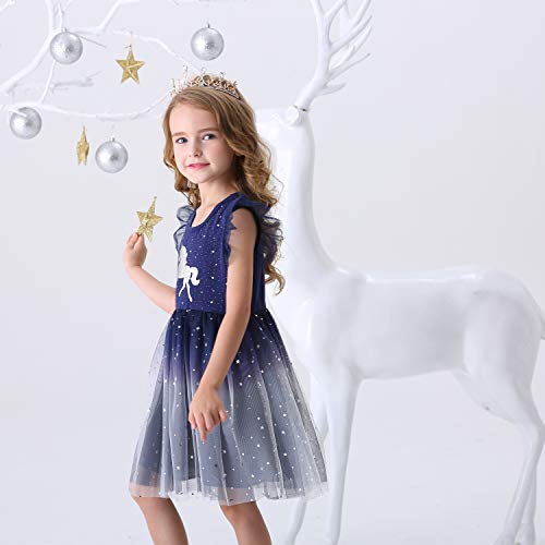 Image of DXTON Toddler Girls Summer Dresses Short Sleeve Tutu Dress for 2-8 Years Girls