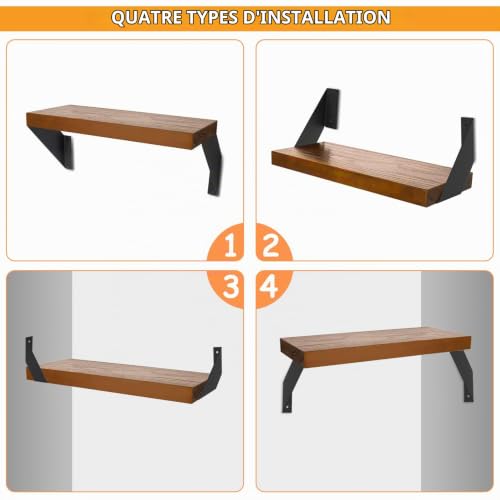 Etagere Murale, Equerre Etagere Murale de étagères Robuste, Support Etagere en Fer Ancien 15cm 4 Pcs – vue 3