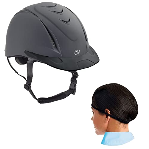 Ovation Deluxe Schooler Low Profile Horse Riding Helmet XXS/XS and Deluxe Hair Net (Pack of 2)