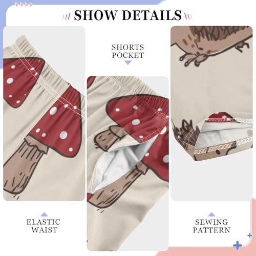 ZZXXB Hedgehog Mushroom Pattern Boys Long Pants Soft Trousers Elastic Waist Kids Lounge Bottoms with Pockets S-XL4