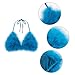 TYNORA Women's Fluffy Fur Triangle Bra Crop Top Sexy Strappy Halter Feather Bandage Cami Top Rave Top Clubwear Bule Feather