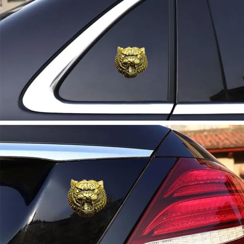 Image of Tiger 3D Metal Emblem for Cars & Bikes, Gold, Small 5.5 x 5.5 cm