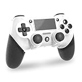 Dual-Shock 4 PS4 Controller,Audiobuchsen-kabellos Controller,Bluetooth-Gamepad mit Hochempfindlichen Tasten Kompatibel mit Play-4(Schwarz/Weiß)