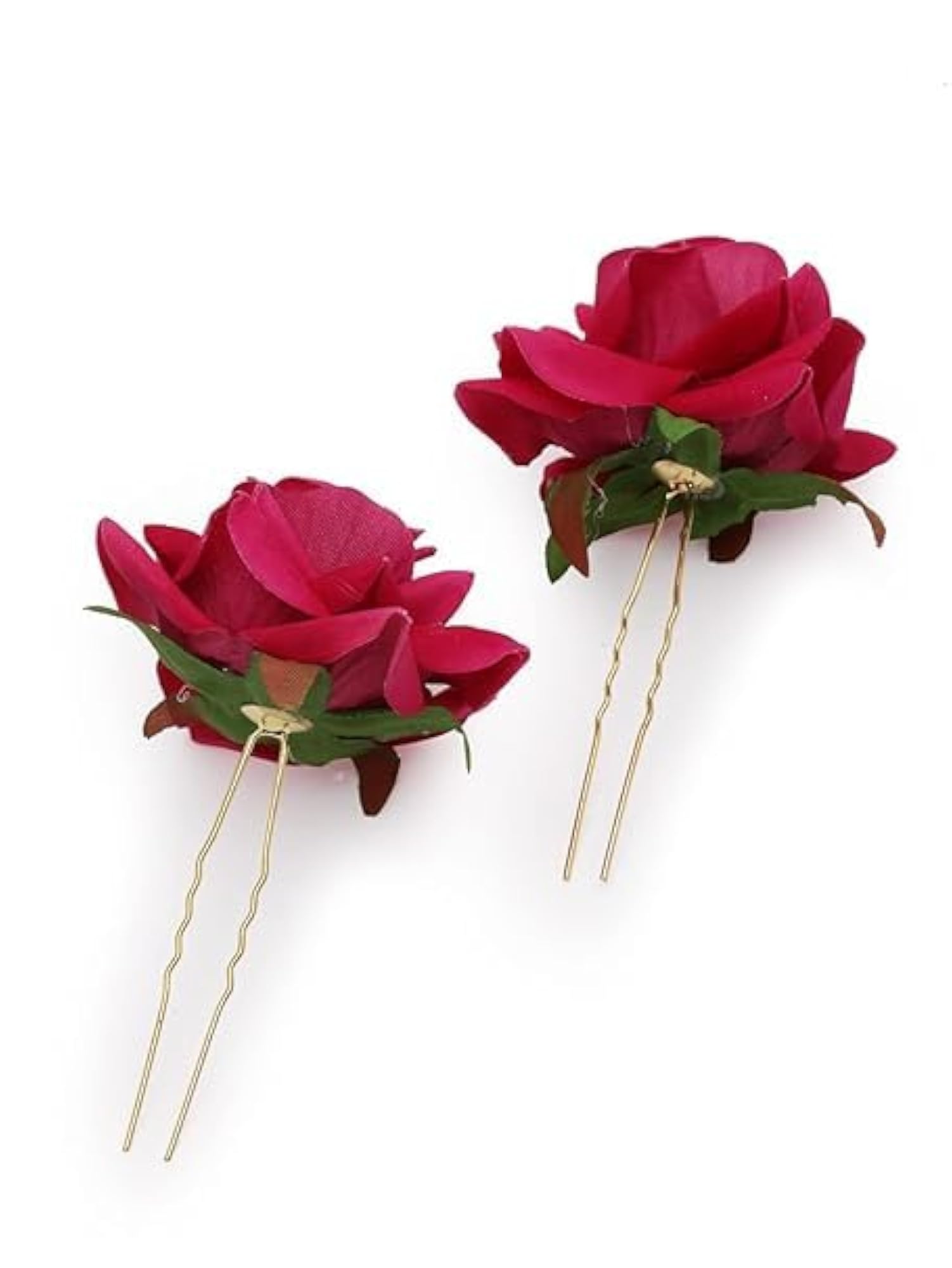 Artificial Dark Pink Rose Floral Hair Accessories for Women