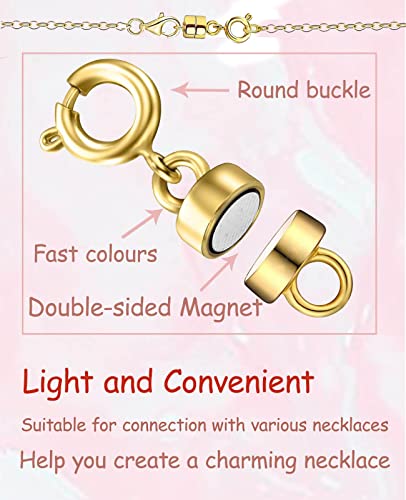 Clysoru Magnetic Necklace Clasps And Closures 14K Gold And Silver Beads Chain Extender Necklaces Bracelet Safety Magnetic Locking Jewelry Clasp Converter（4 Gold 4 Silver) #TOP3