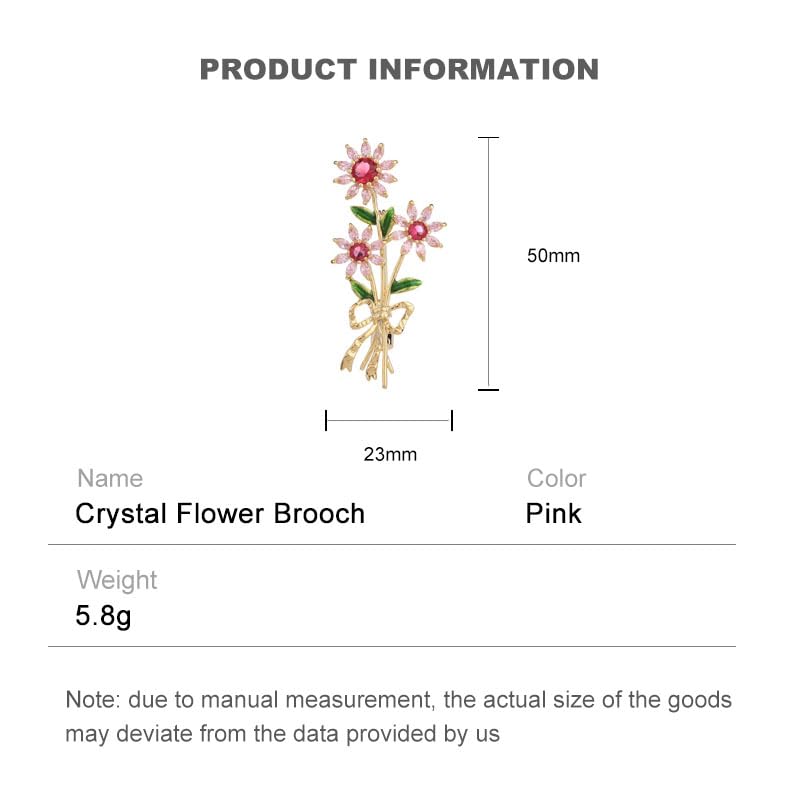 Image of 14K Gold Daisy Brooch with Crystal Inlay - Bright Bouquet Flower Crystal Brooch,Ideal Gift for Her on Special Occasions