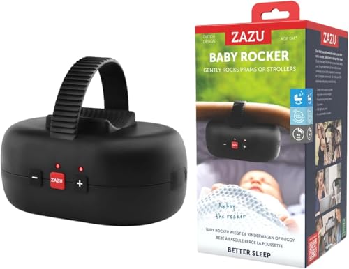 ZAZU Robby huśtawka do wózka dziecięcego – automatyczna. Huśtawka dla niemowląt, regulowana grubość, timer 40 min, czujnik do pisania dla niemowląt, ładowanie USB-C do ponownego ładowania,