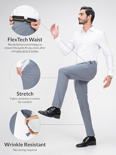 Image of The Pant Project Luxury PV Lycra Stretchable Formal Checks Pants for Men | Stylish Slim Fit Men's Wear Trousers for Office or Party
