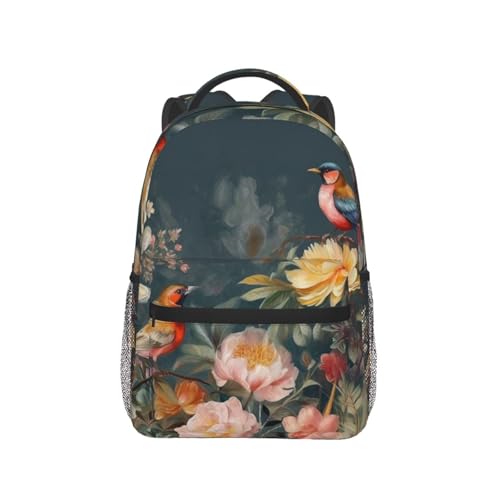 Sac à dos décontracté avec imprimé oiseaux et fleurs de haute qualité - 6