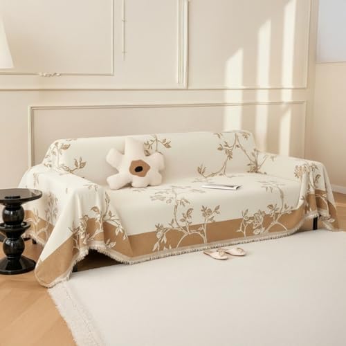 Tan-White reversible sofa throw cover color option