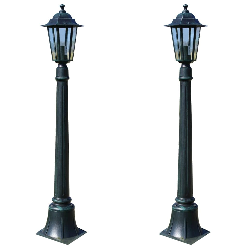 vidaXL 2x Lampes de Jardin Luminaire d'Allée Eclairage de Patio Lanterne de Jardin Lampe sur Pied de Terrasse Arrière-cour Extérieur 105 cm