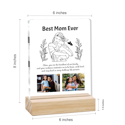 Image of Giftplease Customized Photo Frame With Wooden Stand | Personalised Printed Photo & Text Frame | Gift For Mom | Birthday | Mother's Day | (Transparent, 6x8 Inches, Tabletop) m 06