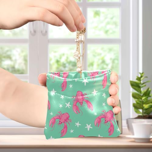 Pink Lobsters Starfish Coin Purse Leather Pouch Change Purse, Squeeze Coin Pouch for Cards, Keys & Lipsticks, Unisex4