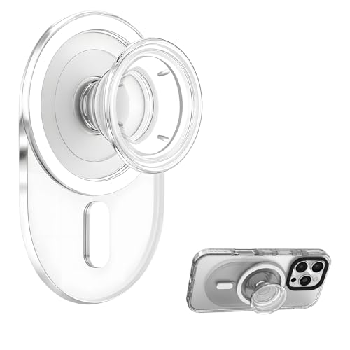 Pop Grip Round per MagSafe Magnetico Base Magnetica con Maniglie Cavalletto 3000G per iPhone 17/16/15/14/13 Base e Maniglia estensibili Anello Adattatore MagSafe Incluso per Smartphone