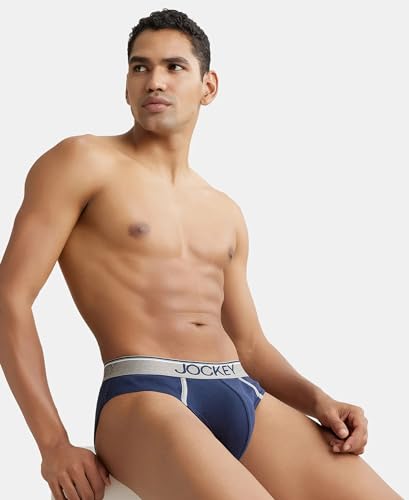 Image of Jockey 8044 Men's Super Combed Cotton Rib Solid Brief with Ultrasoft Waistband (Pack of 2)