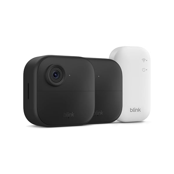 Blink Outdoor 4 (newest model) – Wireless smart security camera, two-year battery life, 1080p HD day and infrared night live view, two-way talk. Sync Module Core included – 3 camera system