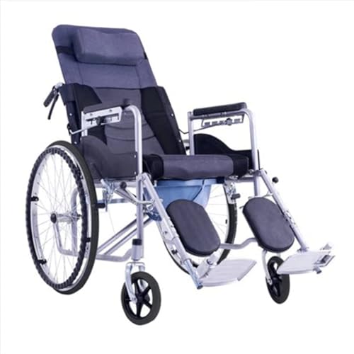 ADUUTPPD Silla De Ruedas Plegable Reclinable con Respaldo Abatible con Reposapiernas Elevadoras Estructura De Acero Al Carbono Silla De Ruedas Autopropulsada para Personas Mayores