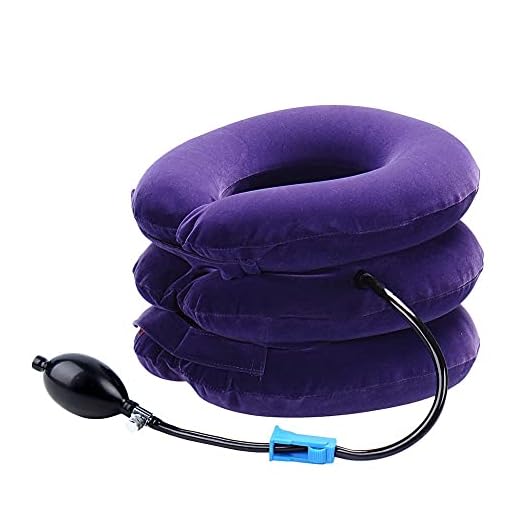 Dispositivo de tracción cervical inflable para cuello, fácil de usar para aliviar el dolor crónico de cuello y hombros, alineación de la columna vertebral, soporte cervical para el cuello,Morado