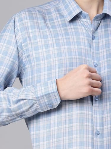 Image of Majestic Man Men's Pure Cotton Slim Fit Checkred Full Sleeve Classic Collar Everyday Formal Shirt