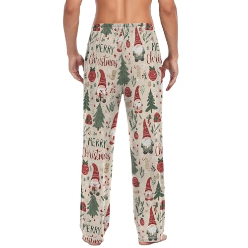 Christmas Gnomes Snowflakes Pajama Pants Winter Mushroom StarLounge Sleepwear PJs Men's Pajama Bottoms Sleep Pants M2