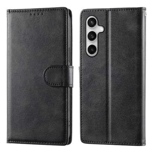Étui en cuir premium noir avec rabat magnétique Samsung Galaxy A52