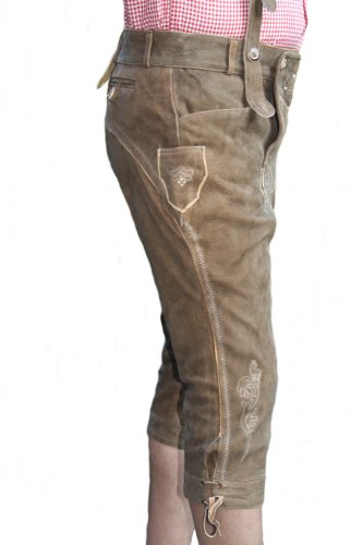 German Wear, Kniebroek klederdracht lederhose wildbockleer geitenleer met bretels - Afbeelding 5