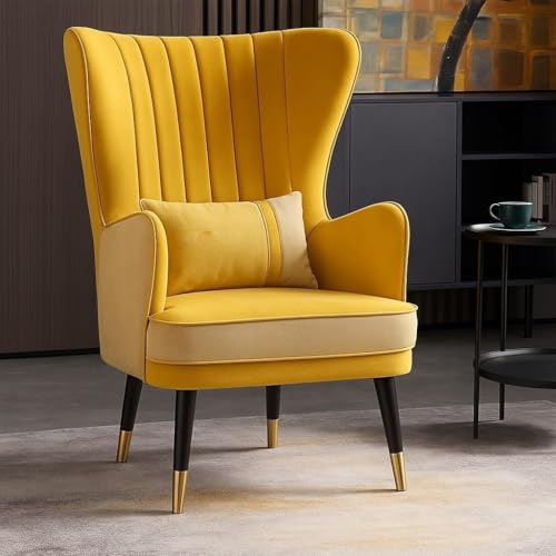 Image of Modern Chair Armchair Single Sofa Chair for Small Apartments, for Living Room or Bedroom Chair (Set of 2 Chairs) (Yellow.)