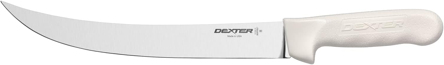 Dexter-Russell 5493 Sani-Safe (S132N-10) Breaking Knife, 10-in Narrow High-Carbon DEXSTEEL Blade, Textured Non-Slip Polypropylene White Handle, Protective Finger Guard, USA Made, NSF Certified
