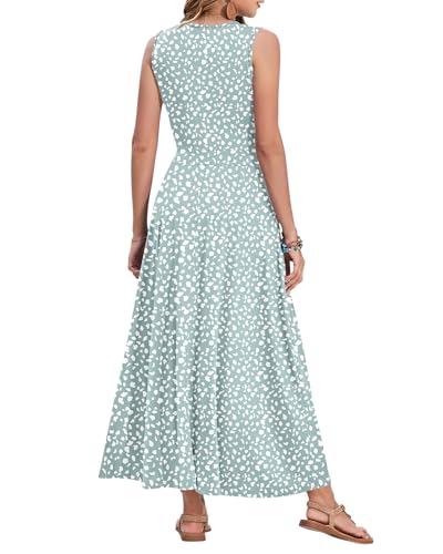 Image of AUSELILY Womens Maxi Dress Summer Sleeveless Wrap Long Dresses with Pockets | V-Neck Wrap Sleeveless Sundress, fits formal, casual, beach, vacation & daily wear