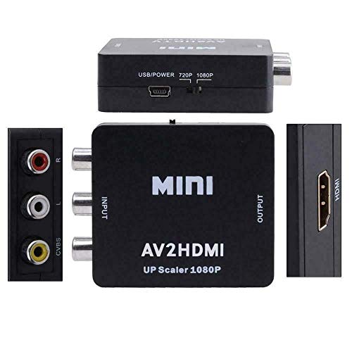 Multibao RCA to HDMI Adapter AV to HDMI Converter 1080P Mini RCA Composite CVBS Video Audio Converter with USB Power Cable for PC Laptop Xbox PS4 PS3 TV STB VHS VCR Camera DVD Supports PAL/NTSC