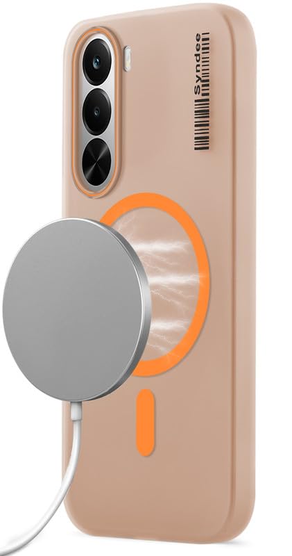 Image of Mr. Case Back Cover for Realme P4x 5G Sleek Frosted Translucent Back Only Compatible with Wireless Magnetic Accessories | Anti-Scratch Shockproof Phone Case - Orange