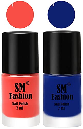 Image of Long Lasting Nail Polish | Nail Paint Combo 7 ml Each) - Set of 2 Coral-Blue