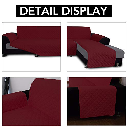 Image of Easy-Going Microfiber Sofa Slipcover L Shape Sectional Couch Cover - Reversible Chaise Furniture Protector for Pets, Kids, Children, Dog (Large, Christmas Red)