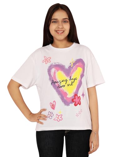 Image of Li'l Tomatoes Girls Crop T-Shirt | 100% Cotton | Graphic Printed Casual Top | Soft & Breathable Summer Wear | 9-16 Years