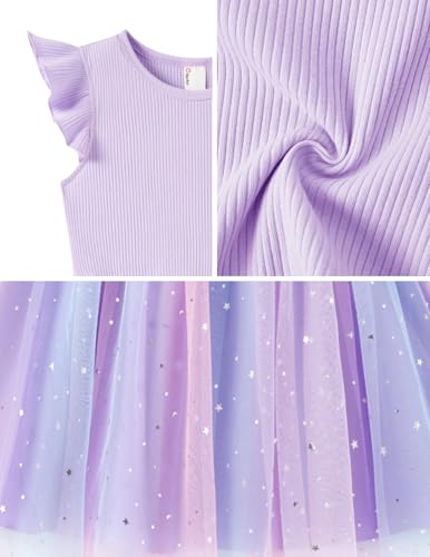 Image of PATPAT Girl's Tulle Dress Tutu Party Birthday Poster Formal Fancy Flower Princess Dresses