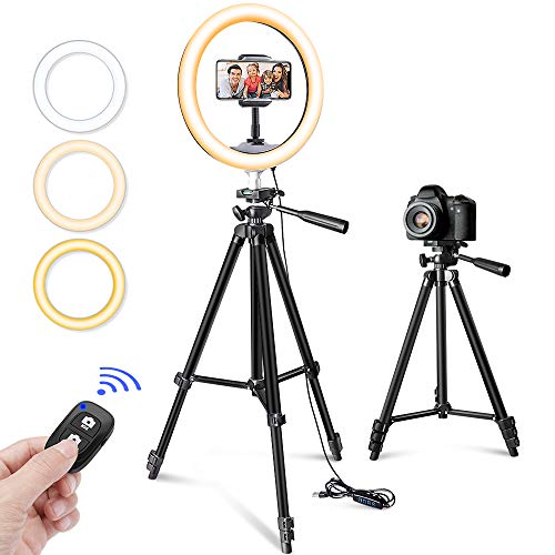 10” Selfie Ring Light with Tripod Stand & Phone Holder for Makeup