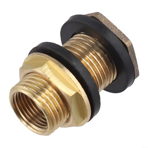 Shophubio Accesorio de penetración de tubería de latón, conector de mamparo para acuarios para tanques de agua y peceras, junta de mamparo de latón a prueba de fugas con junta de silicona (G1/2)