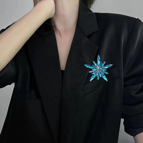 Image of Rhinestone Flower Brooch Pin for Women Red Black Purple Flower Broochs Pin Hat Christmas Brooch Jewelry