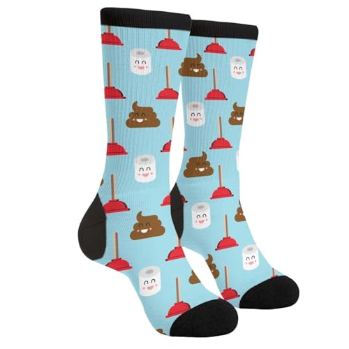JIEKENMO Poop Brown Emoticon Kawaii Colonoscopy Silly Funny Casual Unisex Novelty Fun Crew Socks Fashion Comfortable Men And Women Crazy Dress Socks