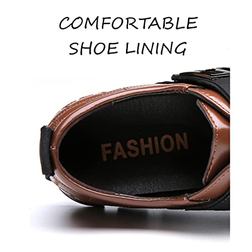 Image of Veslexth Men Casual Driving Sneakers Loafers Breathable Comfort Walking Wing Tips Lace Up Luxury Leather Shoes for Male Business Work Office Dress Outdoor