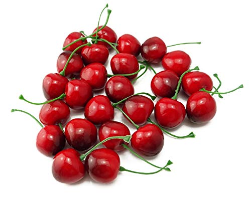 Image of Ulalaza 26Pcs Fake Cherry Artificial Fruits Model Lifelike Cherries Home House Kitchen Party Decoration Desk Ornament