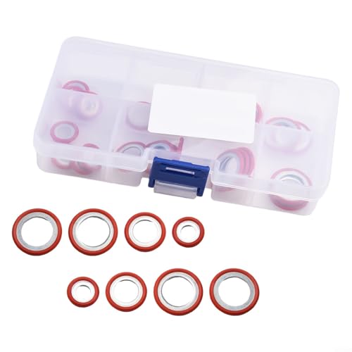 Juego de juntas de compresor de aire acondicionado para coche, resistente a altas temperaturas, color rojo, varios tamaños, sellado fiable, resistente al desgaste, 30 piezas, adecuado para