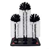 Limpiador de vidrio de 3 cabezales con base de succión para fregadero, para lavar tazas de vidrio, tazas de café y jarrones decorativos