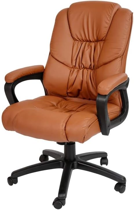 Flash Furniture Flash Fundamentals Big & Tall 400 lb. Rated Brown LeatherSoft Swivel Office Chair with Padded Arms