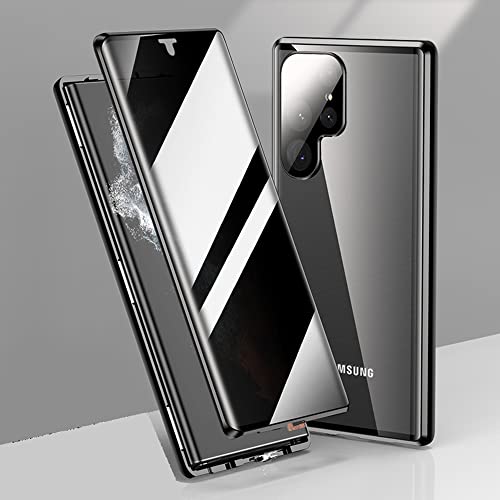 Coque Samsung S24 Ultra anti-peep magnétique avec pare-chocs noir