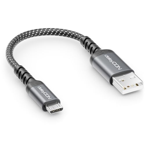 deleyCON 0,15m Câble Micro USB Court Câble de Charge et Données - Chargement & Synchronisation USB-A vers Micro USB - Smartphone Tablette Appareil Photo...