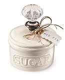 Mud Pie Door Knob Sugar Bowl, White 5.85H X 6.7L X 6.35W